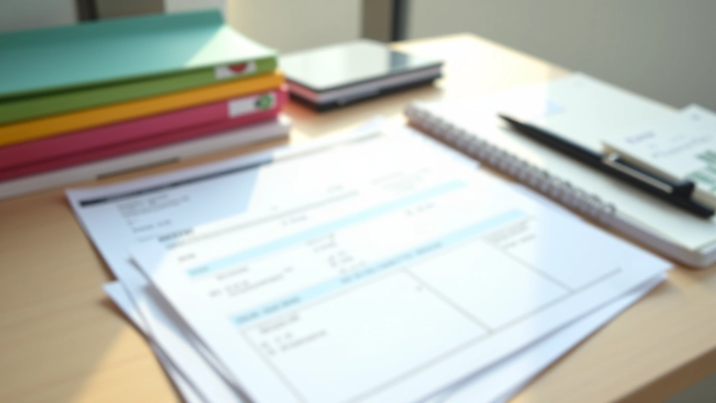 Scrivania organizzata con cartelle colorate, documenti fiscali archiviati correttamente