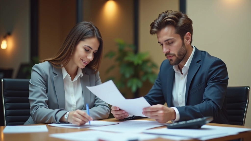 Consulente fiscale che spiega a un cliente i documenti necessari per la dichiarazione dei redditi